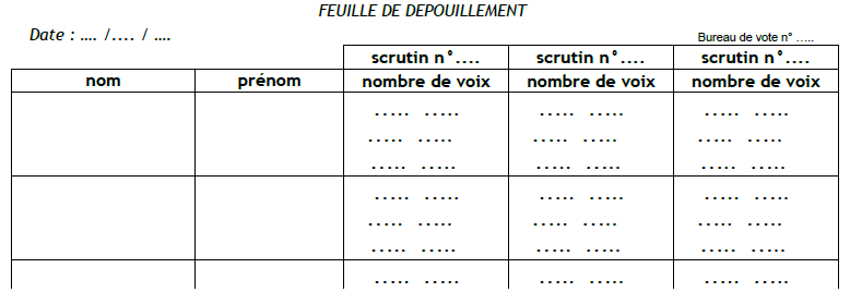 Feuille de dépouillement